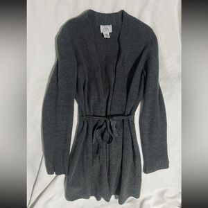 LOFT Gray Knit Belted Cardigan (S: M)